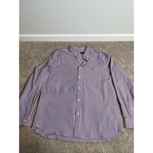 Vineyard Vines Whale Button Up Shirt Red White & Blue Men's Size Large